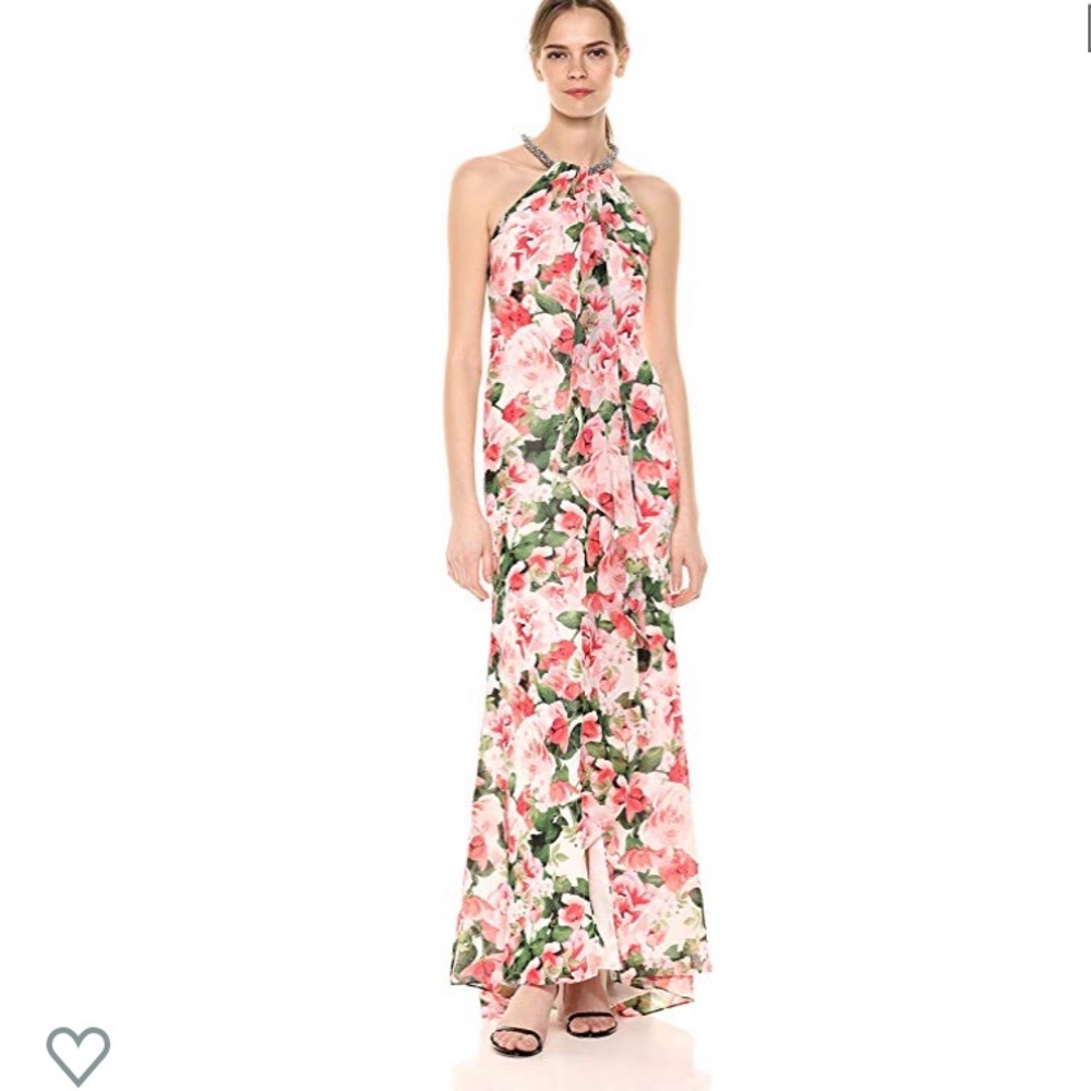 Halter Neck Gown with Draped Front & Beading